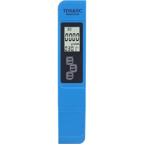 Sonde en Alliage de Titane et Fonction d'arrêt Automatique de 5 Minutes.Compteur de température Portable TDS EC – Compteur numérique Blanc – Testeur de qualité de l'eau 3 en 1 (Bleue) (1/5)