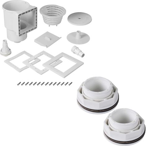 Kit d'écumeur universel pour piscine hors sol avec deux raccords d'entrée de 1,5 pouce, blanc. (1/5)