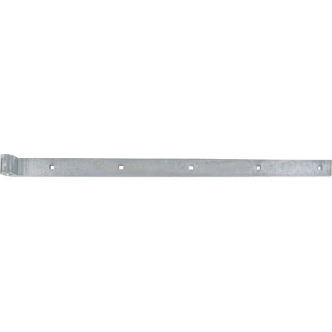 Penture droite zinguée – 600 mm x 35 mm – avec gond Ø14 mm – Bout arrondi – Acier galvanisé – Marque Alberts