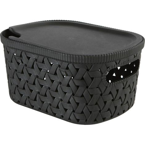 Cesto portaoggetti Tressy da 2,3 litri in polipropilene nero. (1/2)