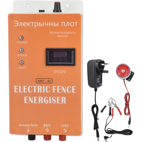 Clôture électrique solaire 25 miles, énergiseur DC/AC temps réel, boîtier pulse pour animaux, prise UK 100-240V (1/5)