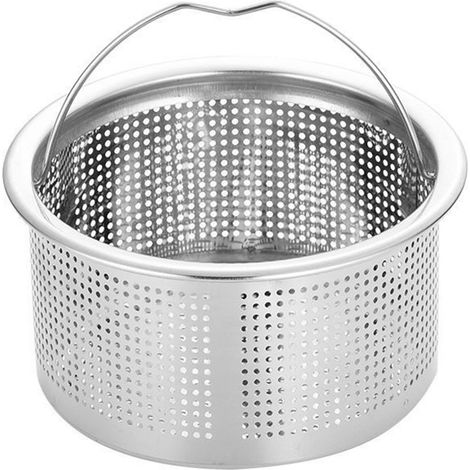 Passoire d'évier de cuisine avec poignée, panier profond en acier inoxydable 304, filtre de vidange, diamètre extérieur 7,6 cm (1/5)