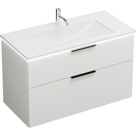 Vasque en fonte minérale Burg Eqio + meuble sous-vasque blanc brillant/blanc alpin GR0200