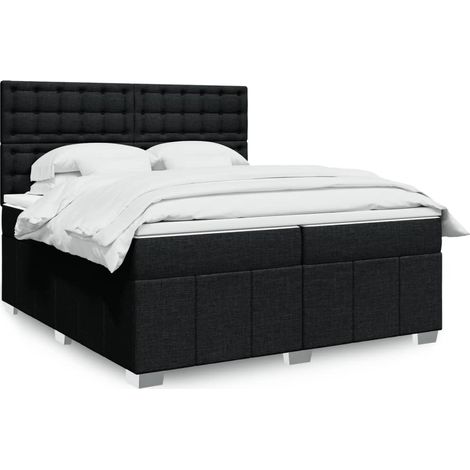 Boxspringbett mit Matratze Schwarz 200x200 cm Stoff (1/5)