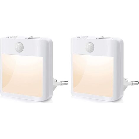 Lot de 2 Veilleuse Prise Electrique,Veilleuse avec Détecteur de Mouvement (ON/AUTO/OFF), Veilleuse LED Dimmable 3500K Blanc Chaud, Veilleuse Enfant pour Chambre, Couloir, Escalier, Cuisine, Salon (1/5)