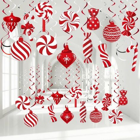 Lot de 26 décorations de plafond de Noël, décorations de Noël à suspendre en spirale en aluminium (1/4)