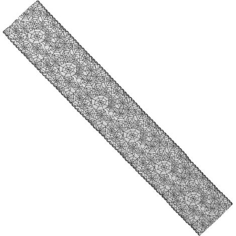 Chemin de table en forme de toile d'araignée noire, nappe en dentelle pour Halloween, décorations de fête (1/5)