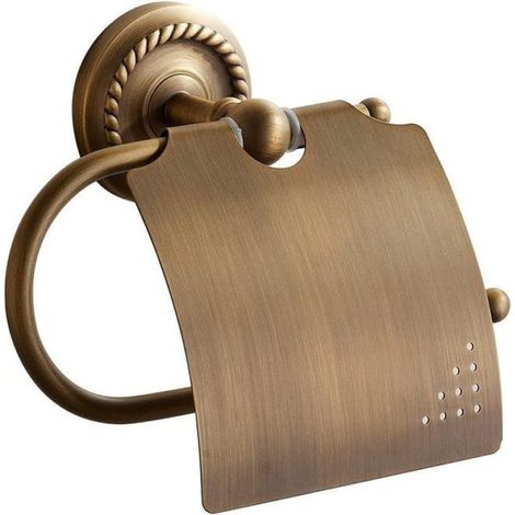 1 Porte-papier toilette avec couvercle, laiton antique, fixation murale, salle de bain (1/5)