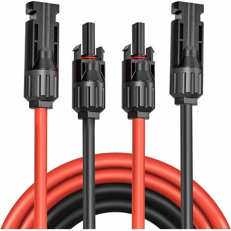 1 paire de câbles d'extension de panneau solaire AWG12/4 mm² 5 m - prises mâle/femelle pour photovoltaïque (1/5)