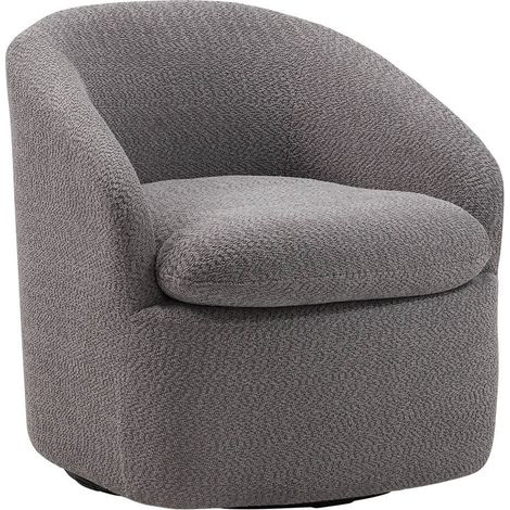 MAGDALENA - Fauteuil Pivotant Tissu Bouclette Gris Foncé (1/5)
