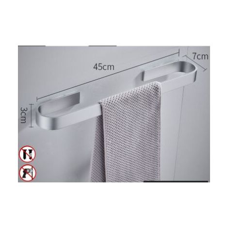 Porte-serviettes argenté, sans perçage, 45 cm, porte-serviettes de salle de bain haut de gamme, porte-serviettes mural autocollant, accessoires de salle de bain, pour salle de bain, cuisine, toilettes (1/5)