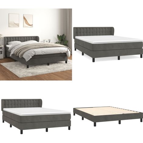 Boxspringbett mit Matratze Dunkelgrau 140x200 cm Samt - Samtbett - Boxspringbett - Doppelbett - Bettrahmen - Luxusbett - Home & Living (1/5)