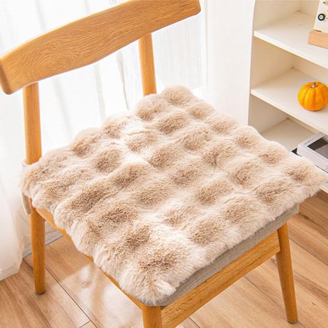 Coussin d'assise en fausse fourrure et soie - convient pour les bureaux, restaurants, chaises, etc. - 1 pièce, marron clair, 40×40 cm