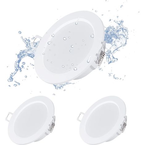 Set mit 3 LED-Einbaustrahlern, 5W 3000K IP44 runde Einbaudeckenleuchten für Badezimmer/Wohnzimmer/Schlafzimmer/Küche (weißes Licht) [Energieklasse G] (1/5)