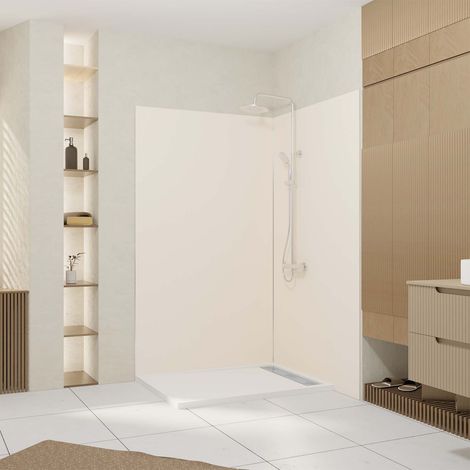 Set di 2 Pannelli Murali in Alluminio Avorio 120x210 cm + Profili Cromati