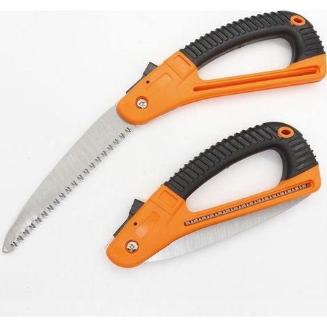 Scie à élaguer pliante pratique et compacte, longueur de 380 mm, idéale pour l’entretien des arbres et les travaux de jardinage. (1/4)