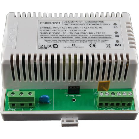 module chargeur - pour alimentation psxm - 7 modules - 230v vers 12v dc - 3a - izyx psxm-1203