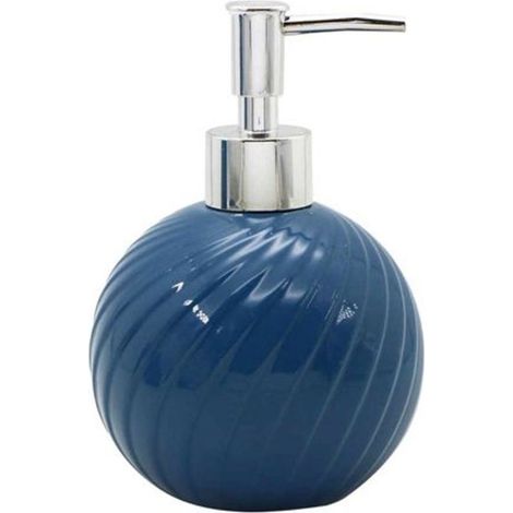 Distributeur de savon liquide sphérique en céramique bleu, accessoire de salle de bain pour meuble de rangement, pièce unique (1/2)