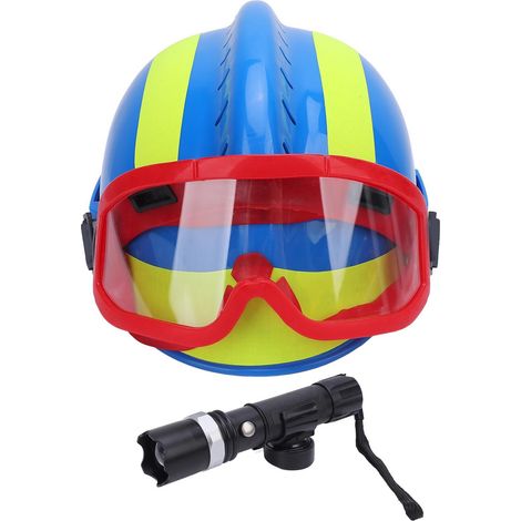 Ortviai Casque de Secours Professionnel F2 en Polycarbonate Ventilé avec Lampe Intégrée, Bleu (1/5)