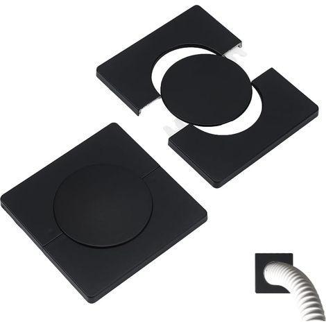 Lot de 2 boucles de couvercle de plaque carrées auto-adhésives pour tuyaux de 52 mm de diamètre, bride fendue murale pour réparation de plomberie et amélioration de la maison, noir (1/5)