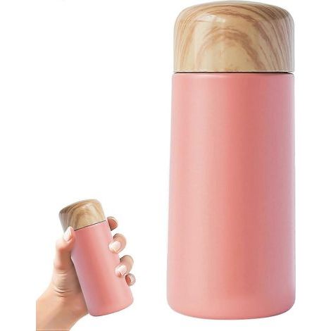 Bouteille isotherme de 150 ml pour lait, café, thé, boissons chaudes et froides, en acier inoxydable 304, rose. (1/5)