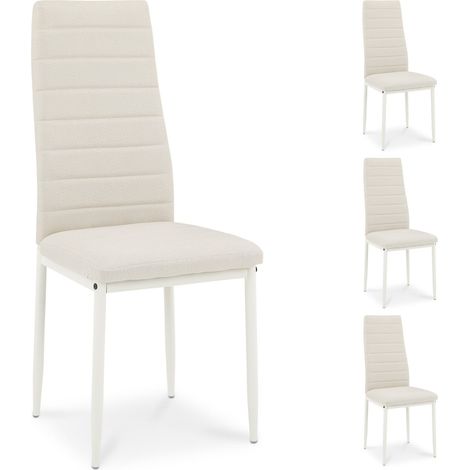 Lot de 4 chaises NATHALIE blanc crème (Lot de 4) (1/5)