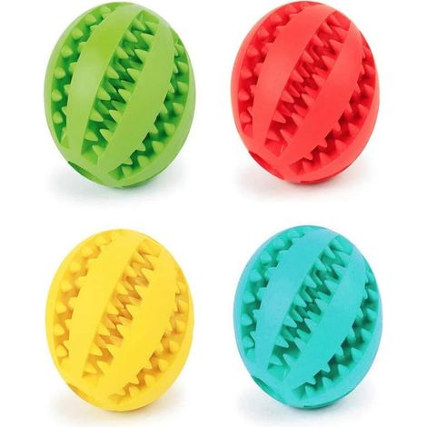 Juego de 4 pelotas para perros, de caucho natural, duraderas, para la limpieza dental (7 cm)
