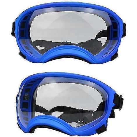 Hundebrille UV-Schutz, hohe Stoßfestigkeit, verstellbares Gummiband, atmungsaktiv, für Welpen und große Hunderassen (Blau und Transparent, Größe L) (1/5)