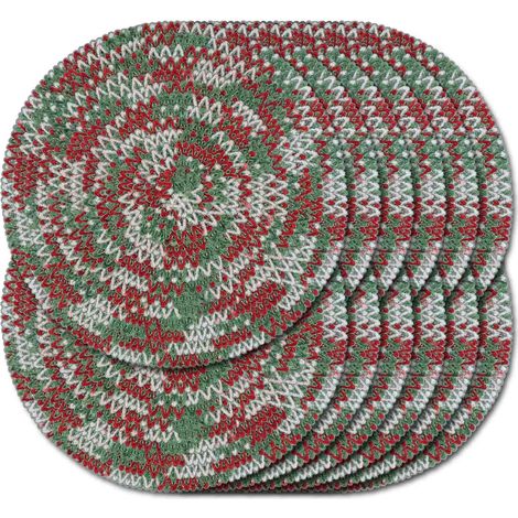 Lot de 12 sets de table ronds tressés de 38,1 cm pour tables de salle à manger, tissés naturels, rustiques, résistants à la chaleur pour Noël (01 Noël, 12)'Noël 01 12 pcs'Noël 01'12 pcs (1/5)