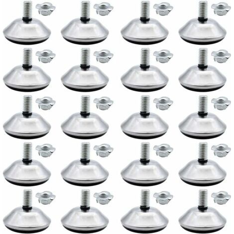 Vtizikl20 Pieces Pieds Vérin de Meuble M8 x 30 mm Pied de Nivellement Pieds de Meubles d’Ajustage Vis de Réglage Niveleur Plancher Protecteur pour Pieds de Meuble Chaise Table avec M8 Écrou à Griffes,