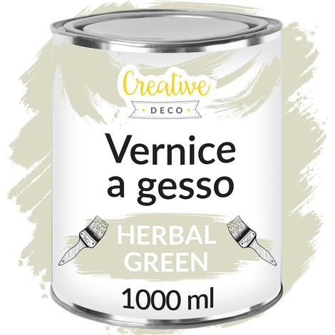 Creative Deco Vernice a gesso Verde Grigiastro 1L Opaca e Lavabile per Mobili in Legno