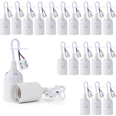 – Lot de 20 douilles E27 avec fils et bornes – Plastique haute qualité – Protection contre humidité et chocs – Installation facile (1/5)