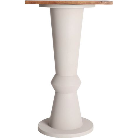 Table haute contemporaine en fer beige et bois de manguier brun - Beige fer et bois de manguier brun (1/5)