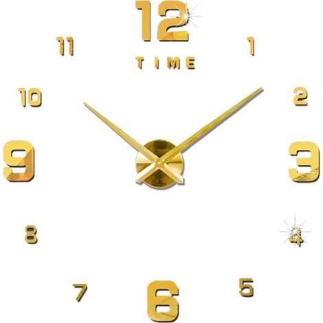Reloj de pared DIY, reloj de pared con espejo 3D sin marco, grandes pegatinas de pared silenciosas para la decoración de la sala de estar y el hogar. (1/5)