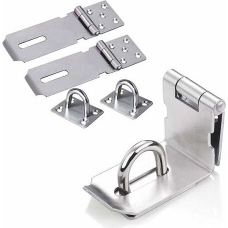 Lucchetto in acciaio inox per porta, chiusura a scatto, serratura per porta, serratura per camera da letto, chiusura a scatto, serratura per cancello per porte, armadi, cassetti, credenze - Argento, 2