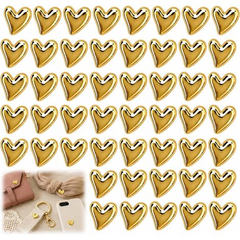 50 x 3D Gold Heart Shaped Decorations, Small Decorative Hearts for DIY, Scrapbooking, Gift Wrapping, Table, Wedding, Party, Birthday and Home Decoration (1/5)
