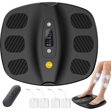 Appareil de massage pour pieds EMS avec impulsions doubles EMS+TNS, 10 modes et 20 intensités — Tapis rechargeable portable avec télécommande (1/5)