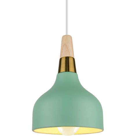 1 Suspension Luminaire E27, Abat-jour Métal et Bois, Design Vintage, Pour Cuisine Chambre Café (1/5)