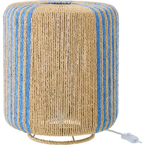 Lampe à Poser Corde "Chase" 39cm Bleu & Naturel