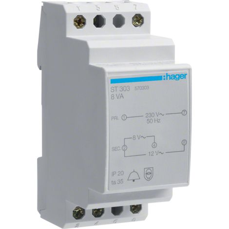 HAGER ST303 - TRANSFORMADOR 8VA 230/8-12V