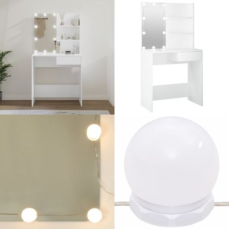 Schminktisch mit LED Weiß 74,5x40x141 cm - Schminktisch - Kosmetiktisch - Frisiertisch - LED Beleuchtung - Weißer Schminktisch - Home & Living (1/5)