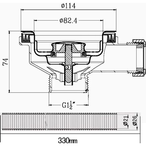 114-mm-Küchenspülen-Ablaufgarnitur mit Sieb und Überlauf xk267GE (1/5)