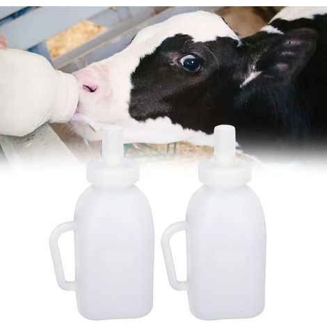 Lot de 2 bidons de 1 L pour lait de veau épaissi, matériel d'alimentation pour bétail, biberon en plastique (1/5)