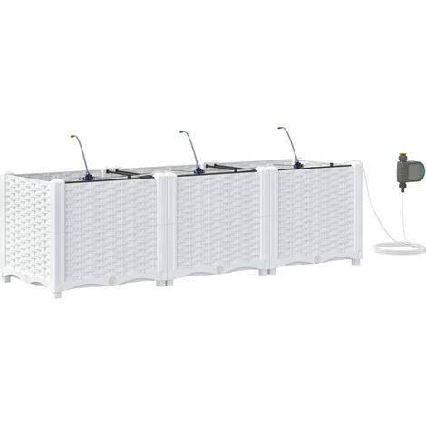 Maison Exclusive - Vaso da giardino 3 pcs Bianco 120 x 40 x 37,5 cm Plastica