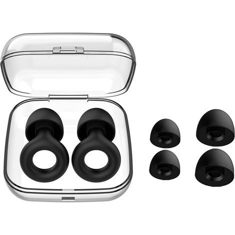 Bouchons d'oreilles pour dormir – Protection auditive ultra-douce et réutilisable en silicone flexible pour la réduction du bruit et les voyages en avion – 6 embouts auriculaires tailles S/M/L – Réduc (1/4)
