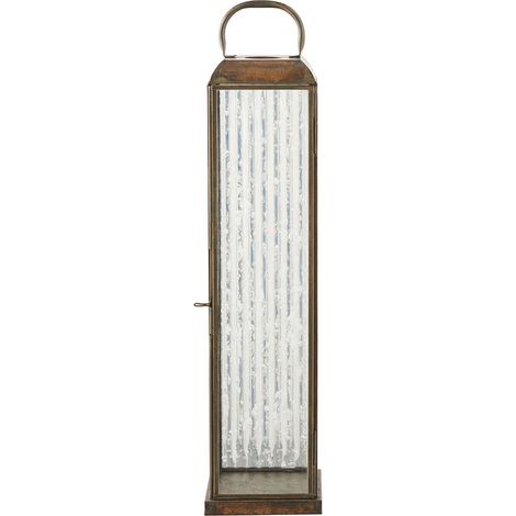 Lanterna Herslev media in vetro e metallo effetto ottone antico 12x12x49 cm
