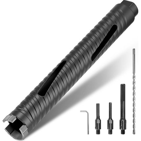 Mophorn Punte per muratura con diametro di 38 mm, profondità di foratura di 241 mm, filettatura interna M16, punta diamantata a secco dotata di 3 adattatori e chiave esagonale per cemento armato (1/5)