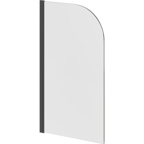 Colore Round Gunmetal Grey 770mm Single Section Bath Shower Screen (1/5)