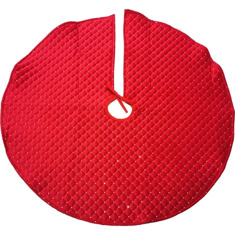 Copri base rosso con paillettes tondo da Ø 120 cm per albero di Natale (1/3)