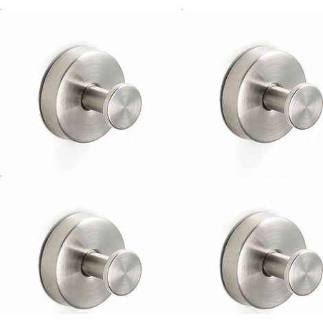 Lot de 4 crochets à ventouse en acier inoxydable étanche et résistant pour serviette, crochet à ventouse étanche, crochet amovible et réutilisable pour salle de bain, cuisine, porte en